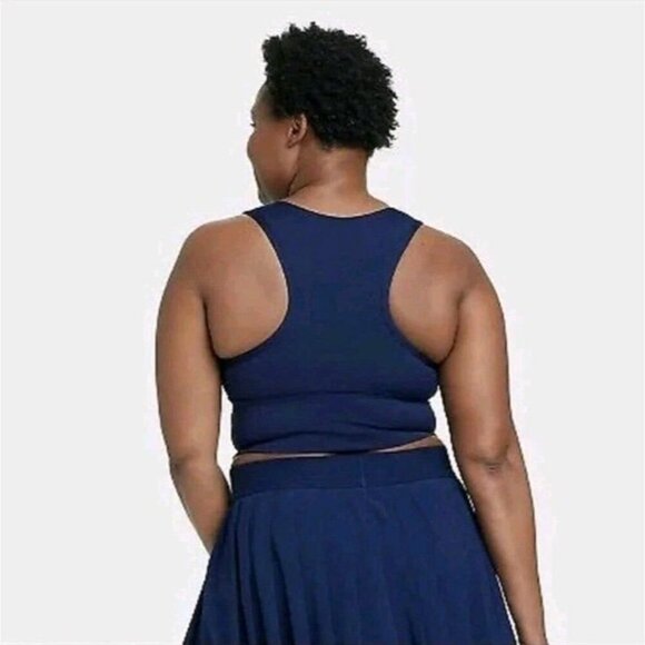 All in Motion Indigo Medium Support Muscle Cropped Sports Bra Women's Size Large - Picture 2 of 8